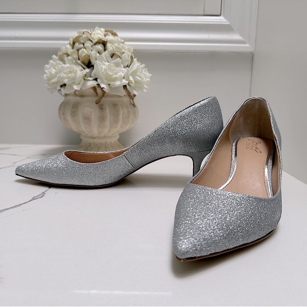 BNIB Jewel Badgley Mischka Silver Sparkly Frenchie Pump | Bridal Event Formal - Picture 5 of 13